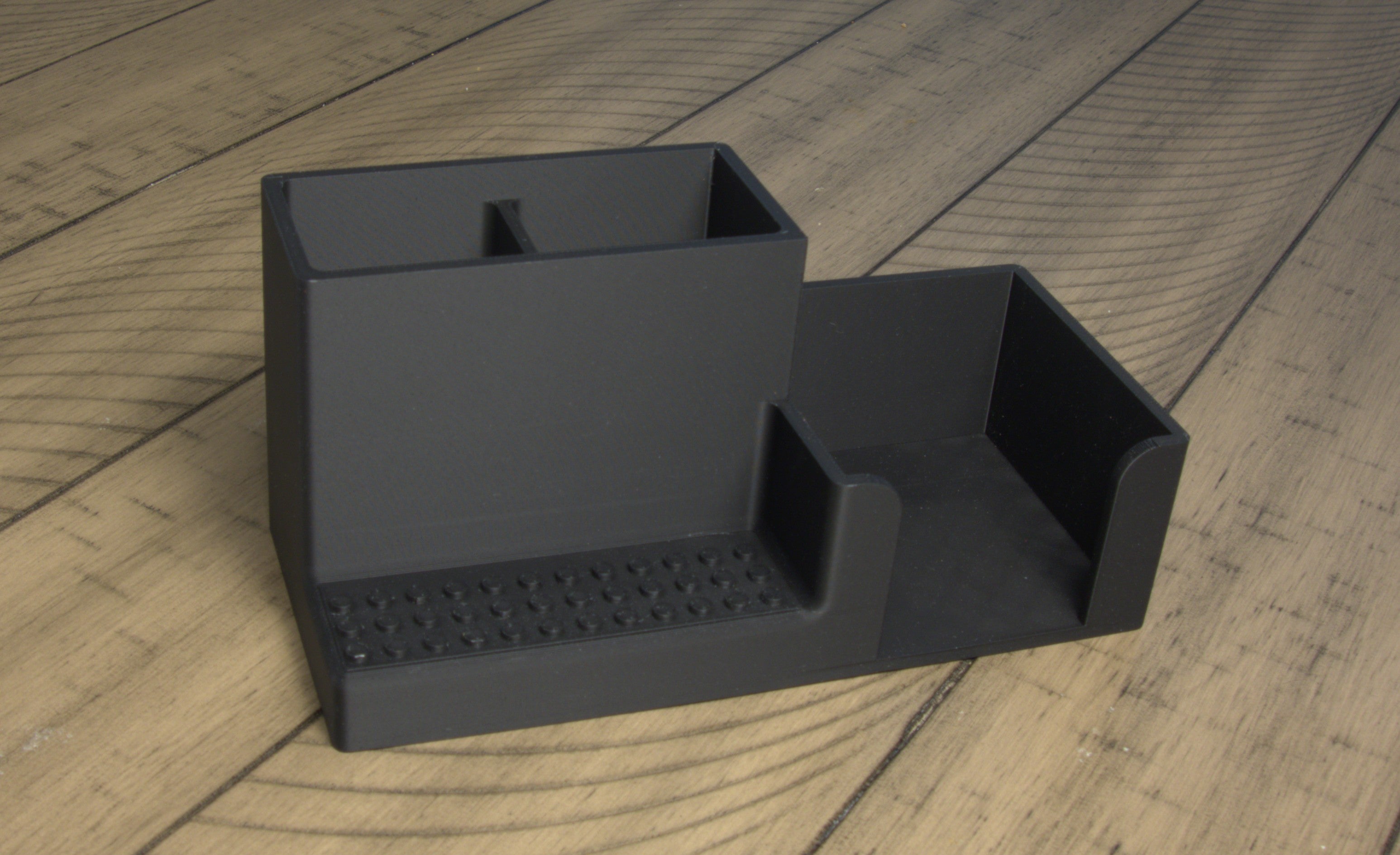 Brick-Compatible Desk Organizer with Mini-Figure Display, Sticky-Note Tray, Pen & Marker Holder