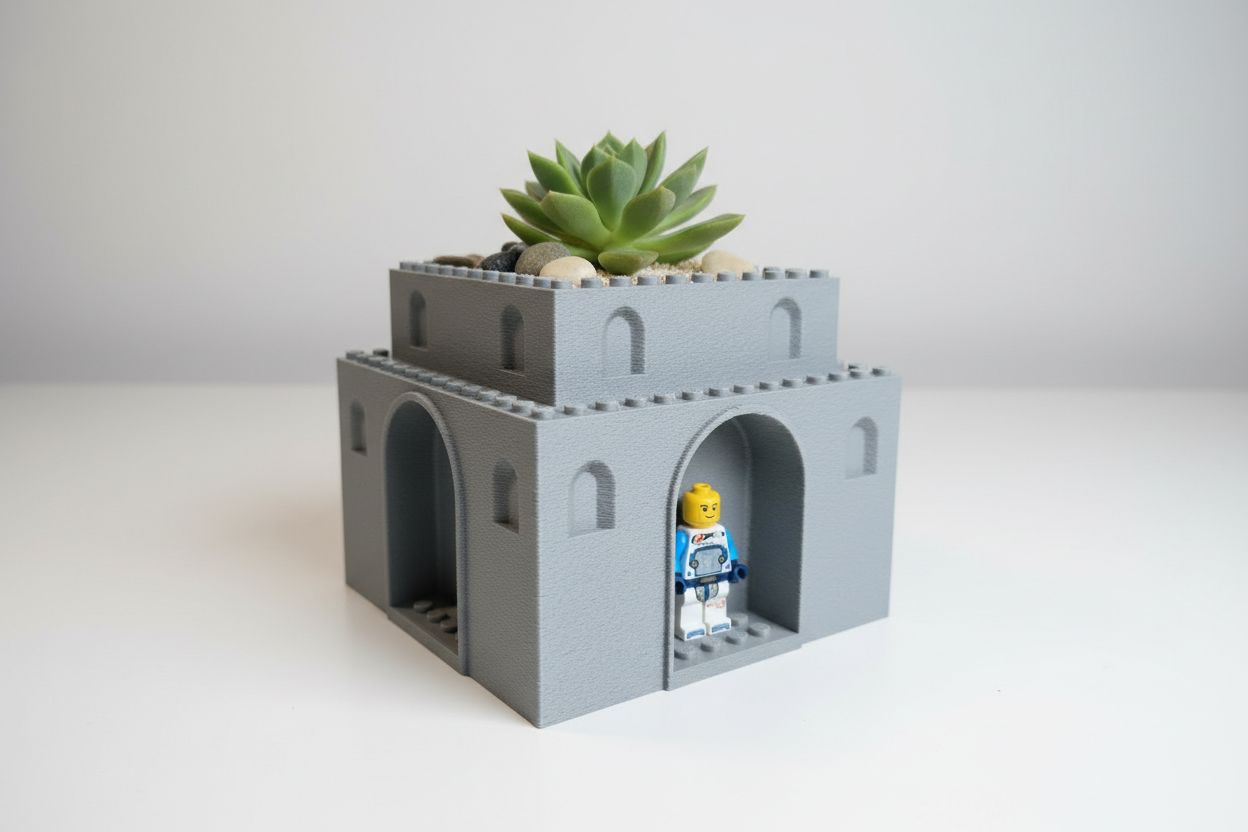 Castle Planter with Brick-Compatible Base